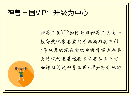 神兽三国VIP:升级为中心